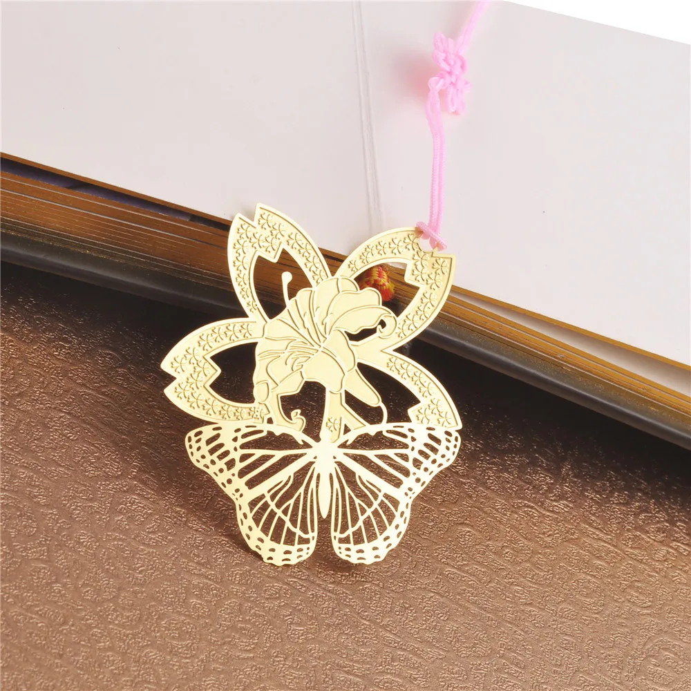 Custom High quality Butterfly Dragonfly Ginkgo gold metal bookmarks for books