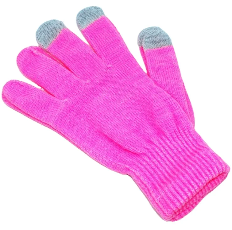 2021 winter hot sale touch screen acrylic plain knitted gloves for unisex