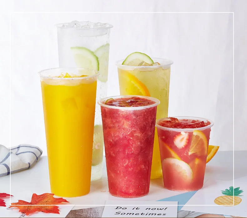 Custom Logo Printed Disposable Tall PP Plastic Cups 12OZ 16OZ 24OZ Plastic Cold and Hot Drinking Cup With Lids