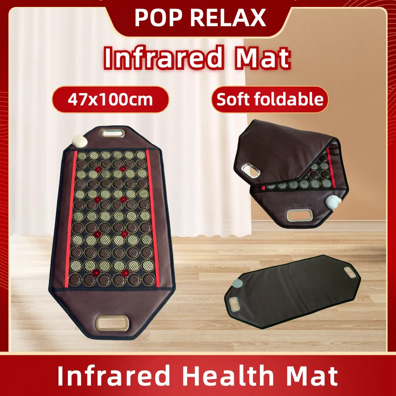Folding Thermal Jade Massage Bed Mat Tourmaline Heating Mattress Infrared Heating Physical Therapy Warm Back Stress Relief Pad