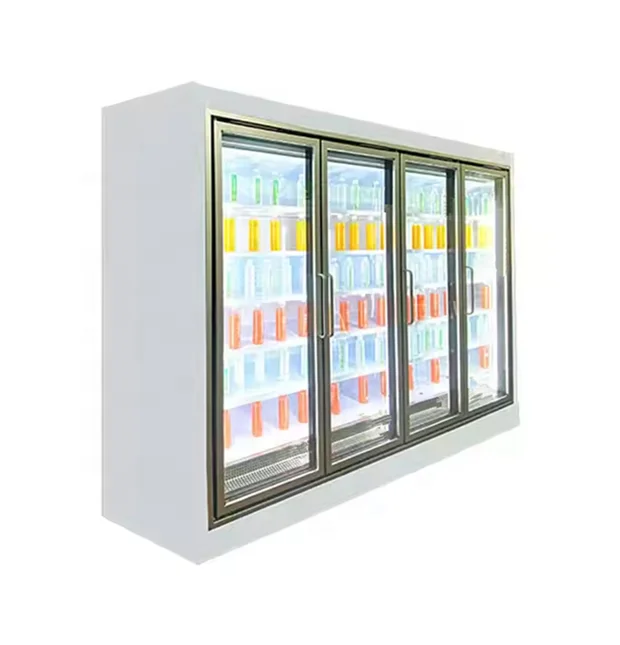 High quality Upright Remote System Glass Door Chiller Freezer Fridge Commercial Display Showcase for Supermarket