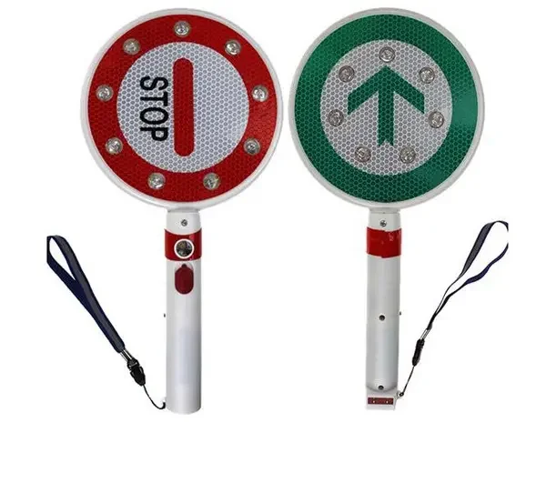 Traffic Control Crowd Crossing Guard Command Hand Held Led Flashing signal Light Arrow Go Signage Handheld Stop LED Traffic Sign
