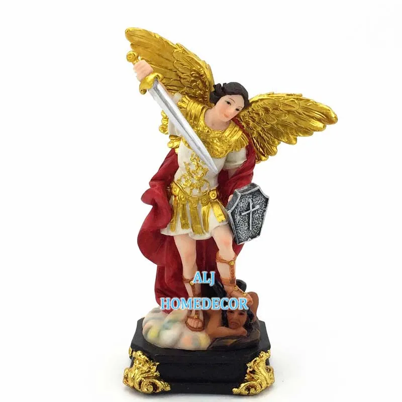China handmade colorful St.Michael resin decor crafts figurines OEM custom resin figure decoration