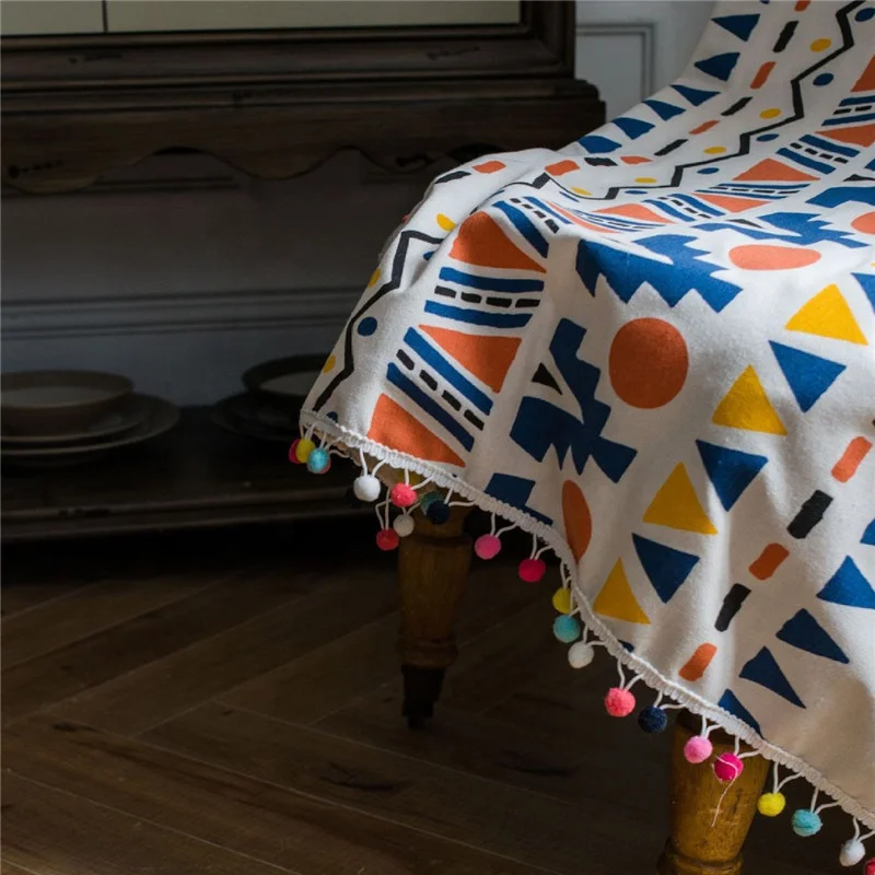 Spring Colorful Bohemian Style Triangle Tassel Curtain  Wedding Backdrop Curtain For Living Room blackout and Bathroom Shower