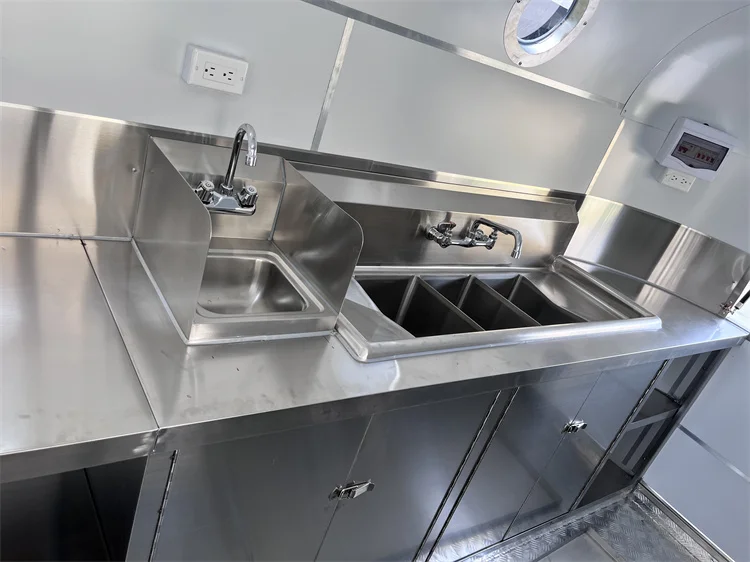 20ft large airstream towing truck mirror stainless outlook big trailer outdoor vending business service mobile truck