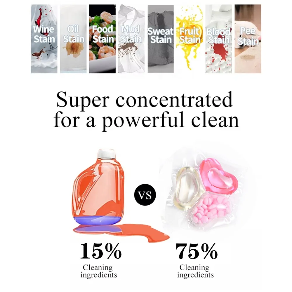 Wholesale 3-in-1 natural laundry detergent Pods scent gel ball laundry liquid soap booster washing capsules