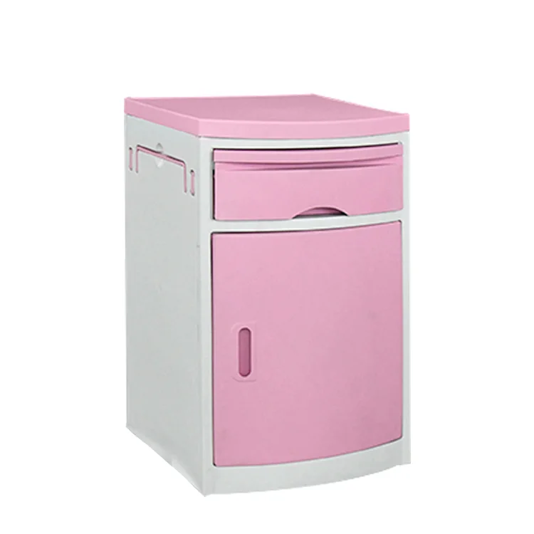 hot sale ABS hospital bedside locker blue color cabinet with brake wheels