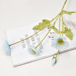 high-end simulation poppy flower wedding decoration table flower Home Colorful Flocked Stem Silk Artificial Corn Poppy Flower