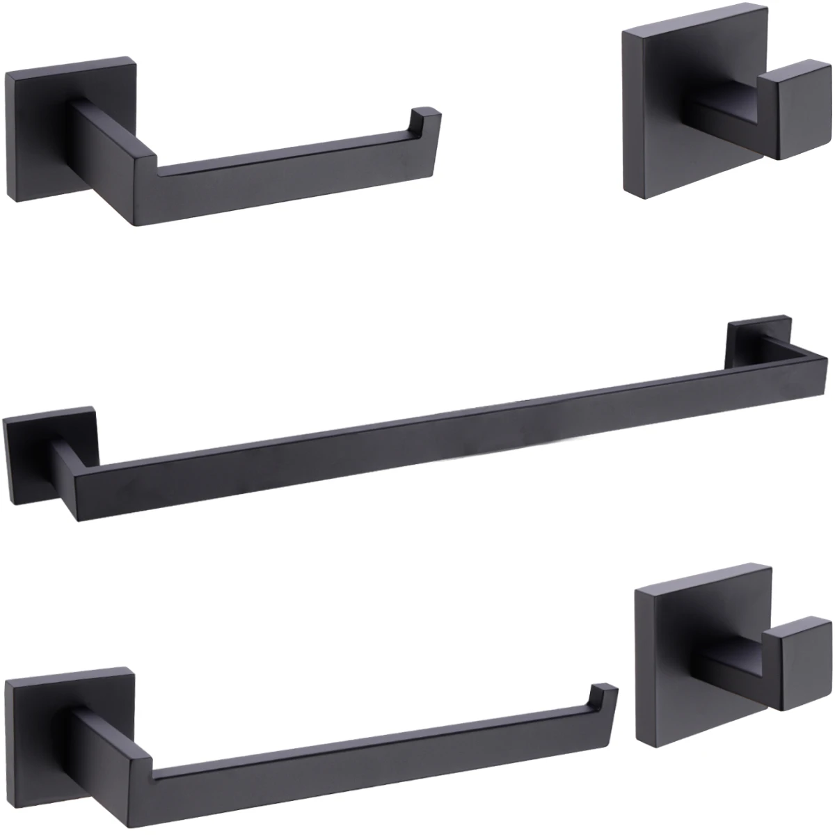 Brushed Gold 5 PCS Paper Holder Towel Bar Robe Hook Stainless Steel Black Bathroom Accessories Set
