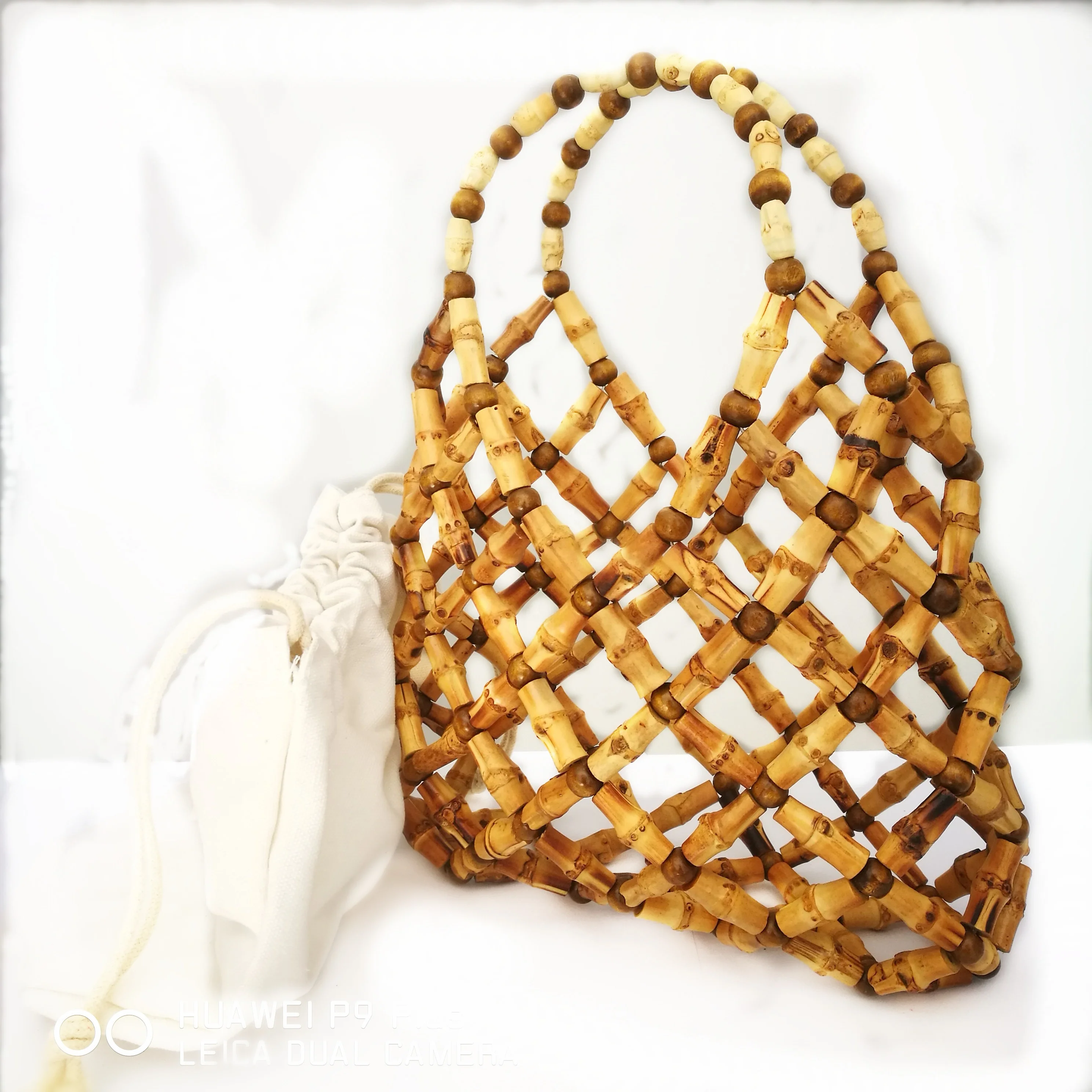 Summer Beach Bag Handmade Women Natural Bamboo Root  Handbags