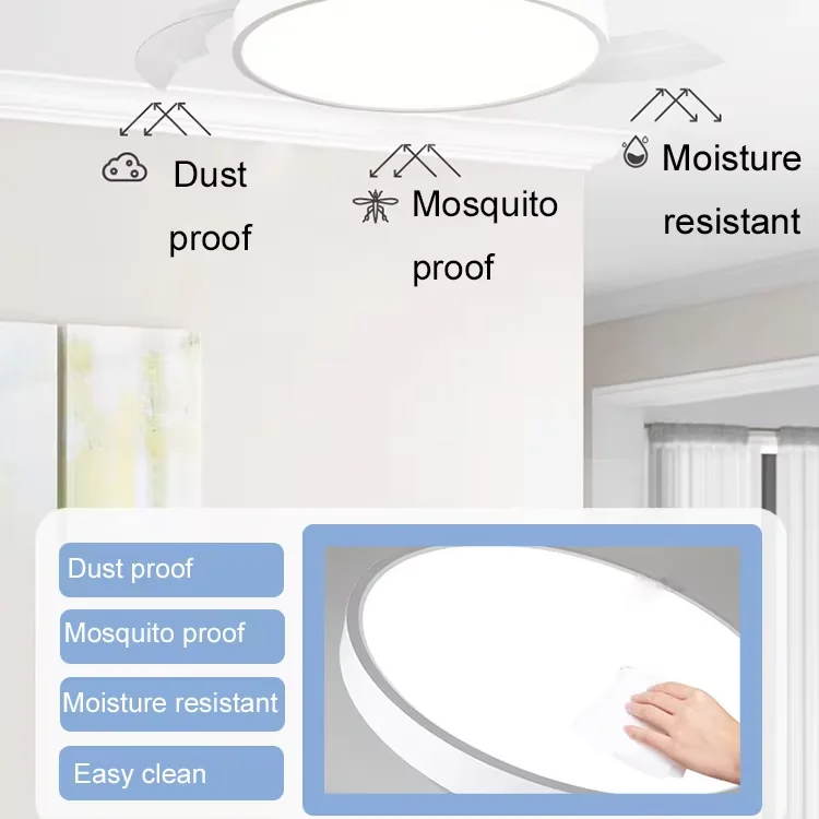 Ultra thin Invisible  Led Ceiling Fan Lamp 36/42/48 Inch Hidden Blades light with fan Remote Control Led Ceiling Fan Light