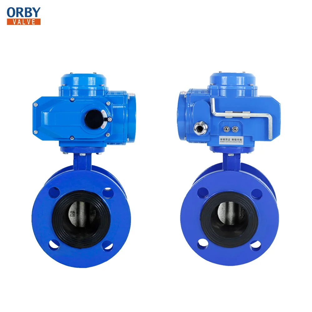 ORBY Motorized Butterfly Valve 220v 24v Water flange dn50 dn65 dn80 dn100 Motorized Cast Iron Butterfly Valve