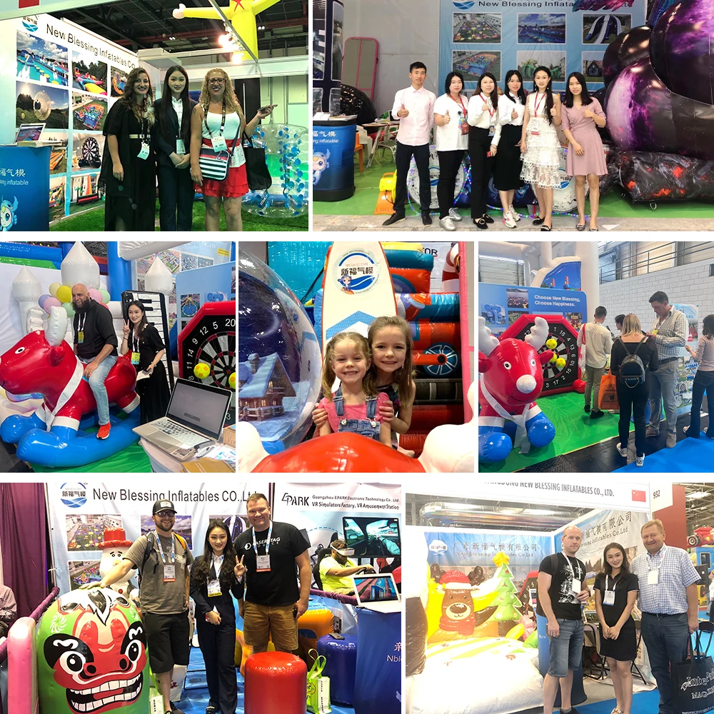 HAPPY LION Inflatable bouncy castle with Pool,giraffe them slides backyard inflatable water slide