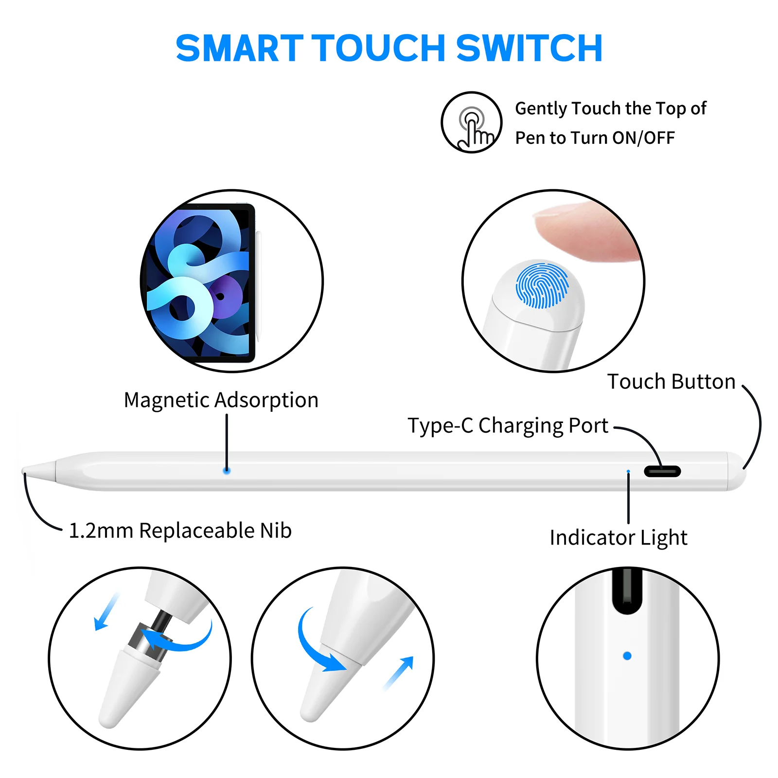 Kd503 Universal Stylus Touch Switch Pencil For Ipad Surface Tablet Pen For Android Huawei Samsung Xiaomi Pad 5 Stylus