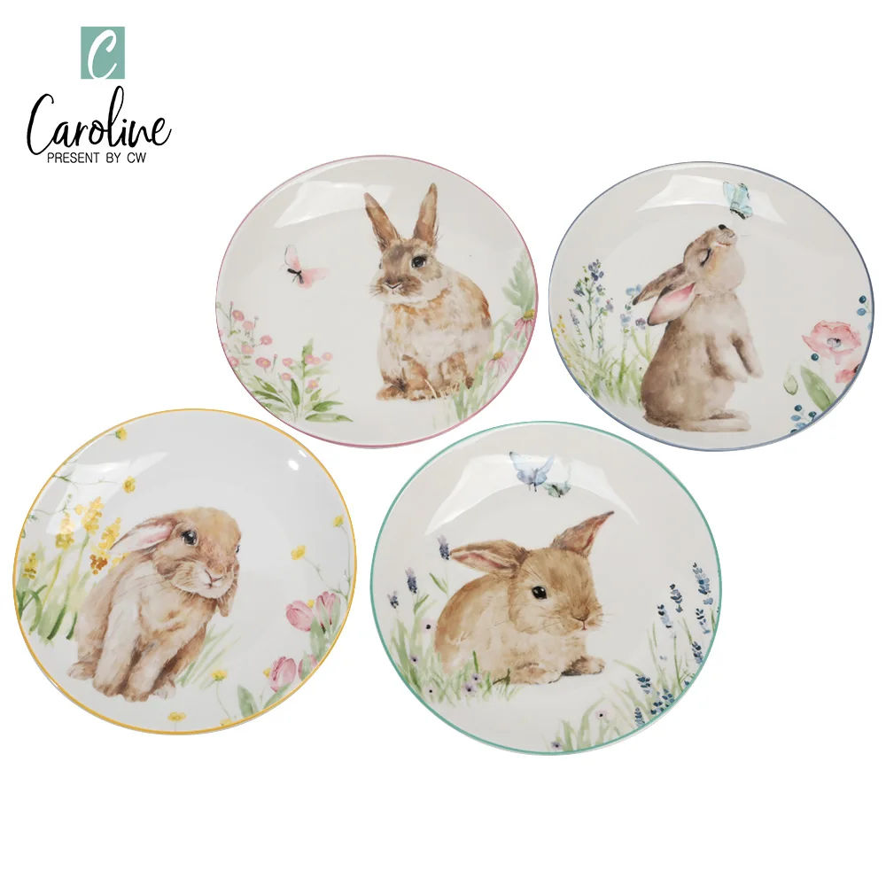 Microwaveable Ceramic Bunny Dinner Bread Plate