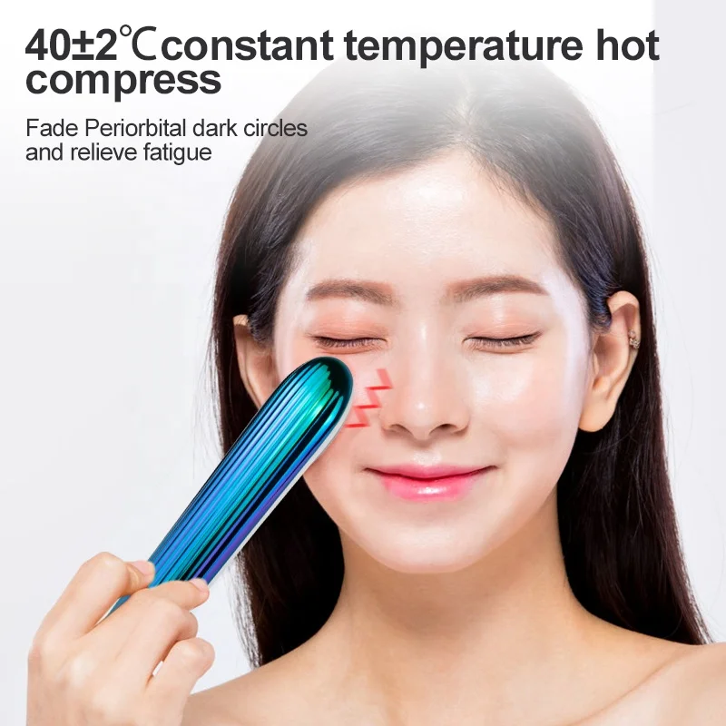 Portable High Frequency Ems Facial Massager Eye Face Lift Skin Tightening Eye Massager With Heat Compression