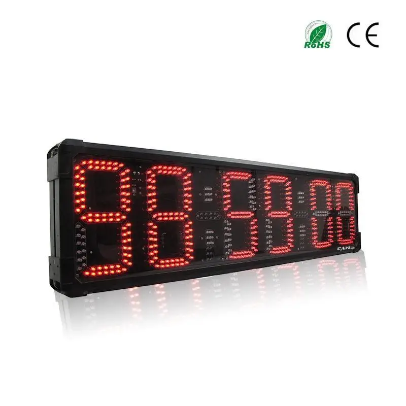 YIZHI Red Color 6 Digits LED Race Timing Clock Stopwatch 8-inch High Character Outdoor Sports Timer for Running Racing Events