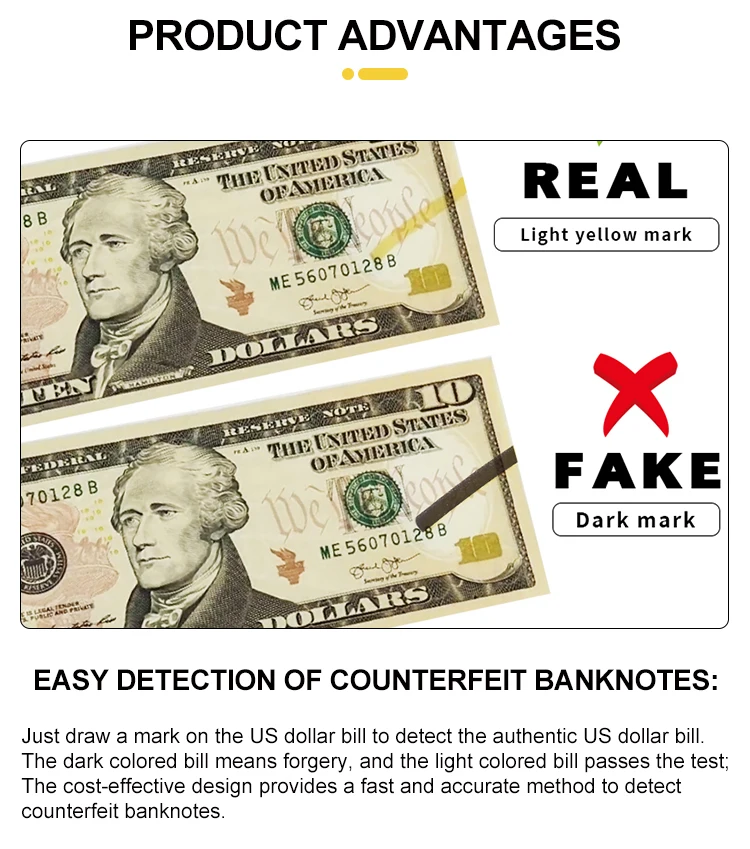 KHY Free Sample USD Dollar Professional Magical False For Detector Test Money Marker Bill Euro Checker Pen