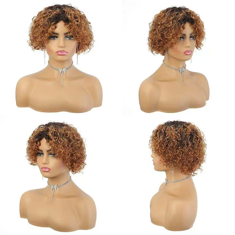 Wholesale Cheap Human Hair Lace Wig Vendor with Lowest Price For Black Women perruque Full Machine Made Short Kinky Curly Wigs