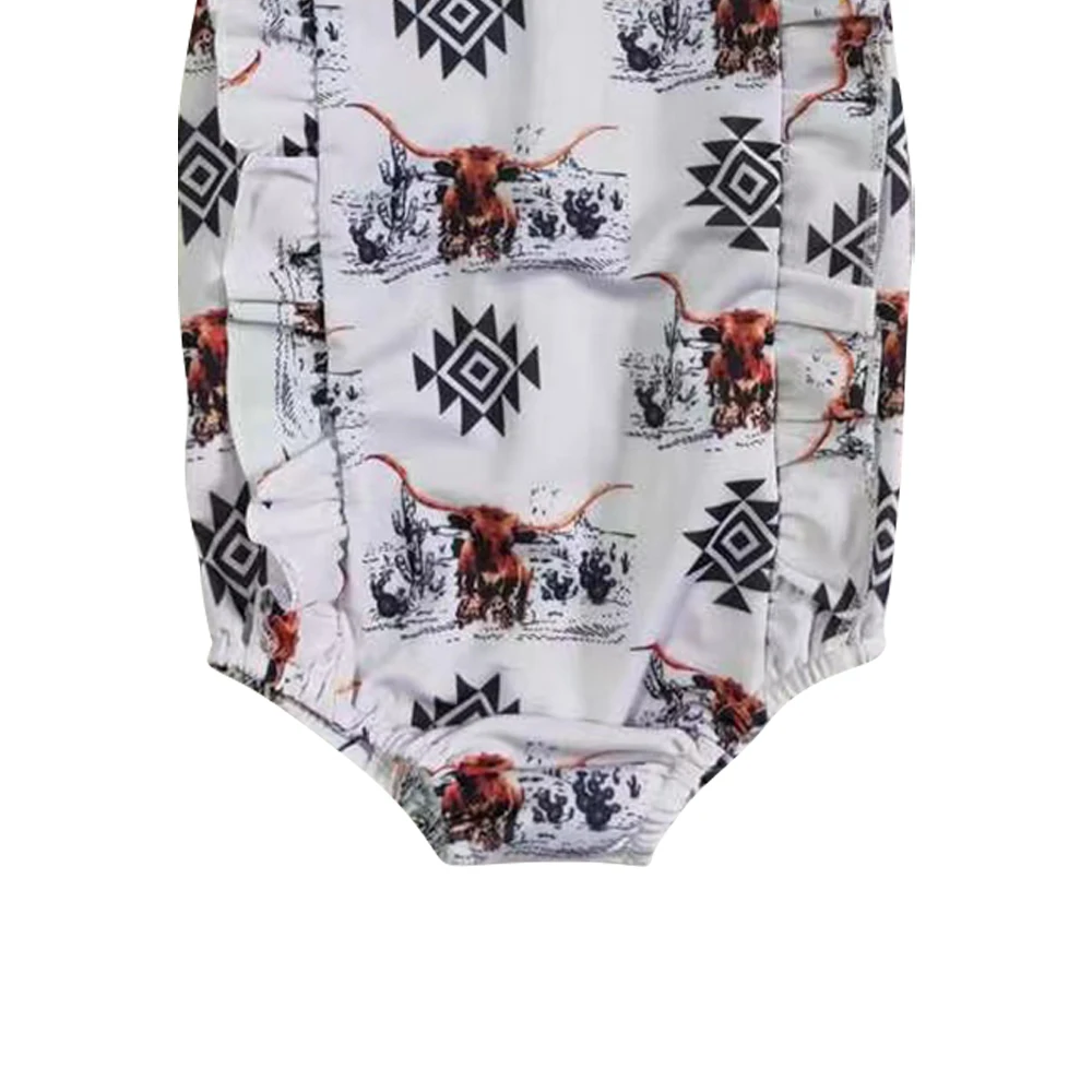 SR0044 Calf print white swimsuit high quality wholesale girls swimwear