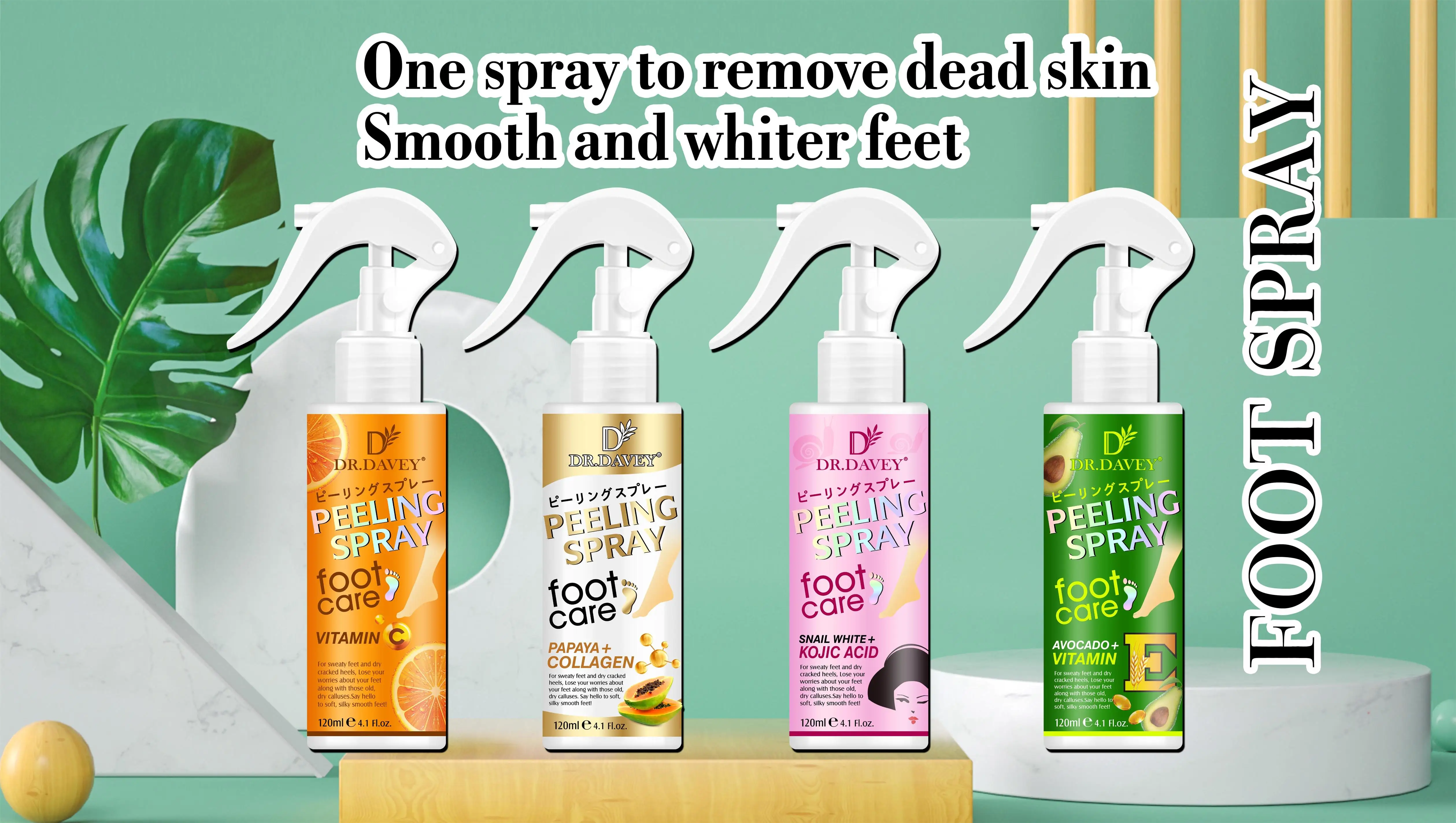 DR.DAVEY avocado and vitamin e foot care peeling spray for sweaty feet and dry cracked heels,silky smooth feet
