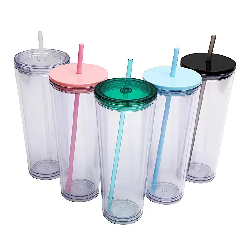 16oz transparent glitter tumbler clear snow globe tumbler double walled plastic cups with lids and straws