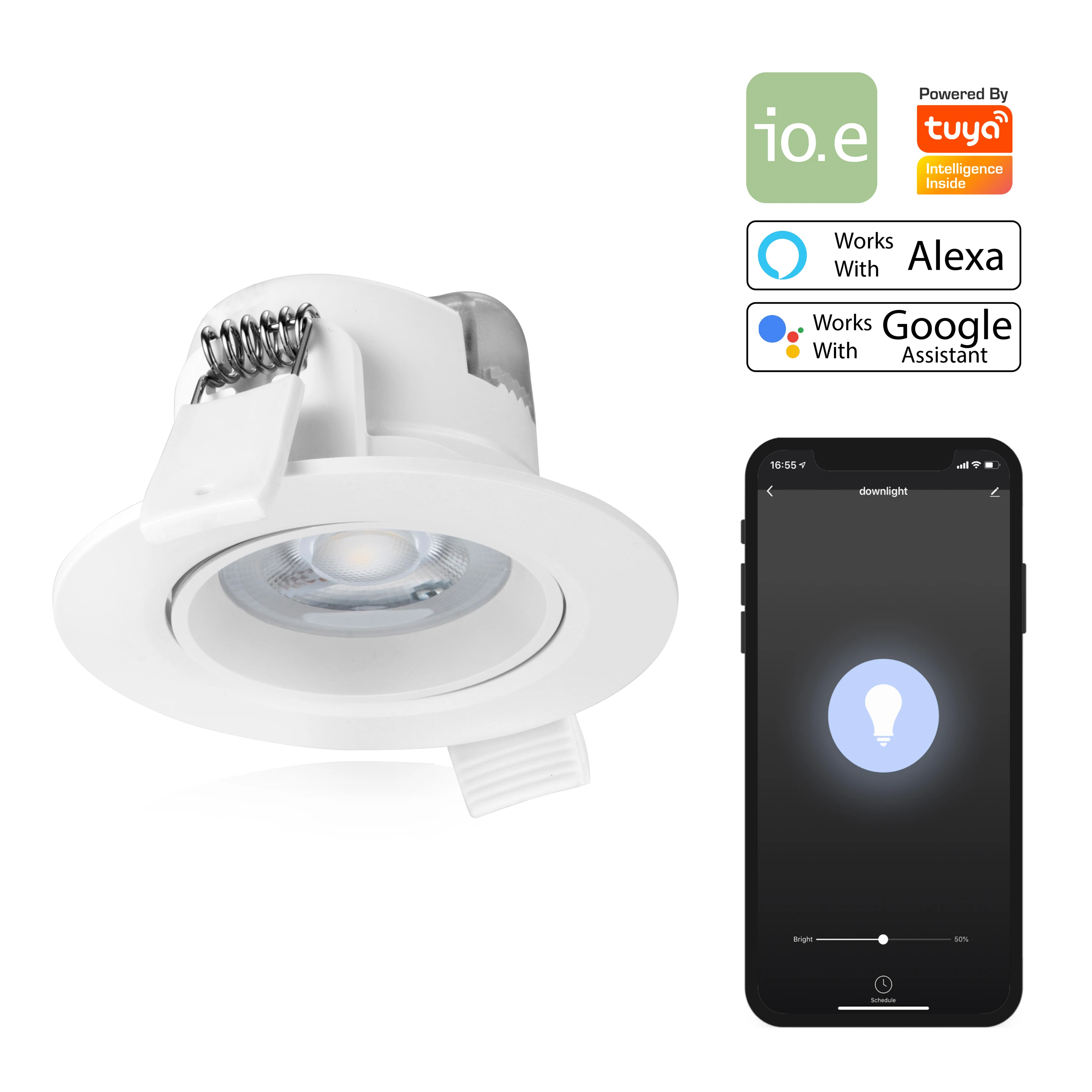 Smart Wi-Fi LED Spotlight Downlight Kit 600lm 6.5W 220-240V 4000K dimmable Tuya Smart works with Alexa and Google Assistant