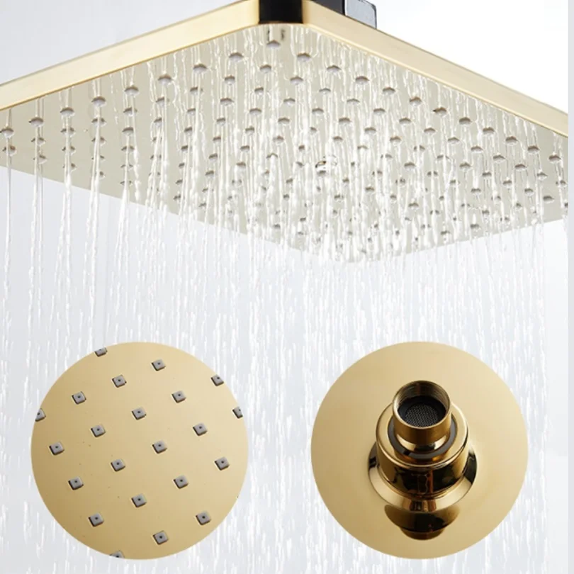 Black gold shower shower set, home constant temperature shower set, wall type home all copper shower set