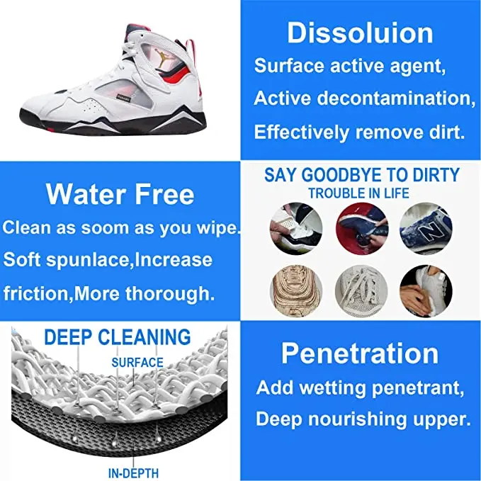 Pre Moistened Shoe Wipes Dots Sneaker Wet Cleaner Quick Disposable
