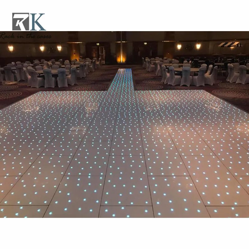 Acrylic Glossy Black led dance floor rental With mixed Red/Green/White/Blue leds