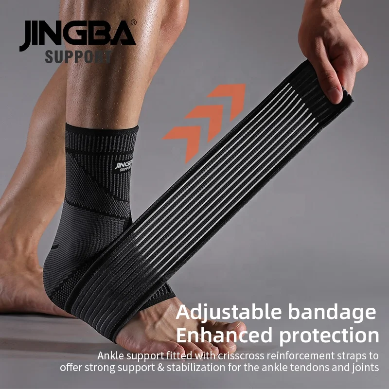 JINGBA Customized Logo Adjustable Unisex Ankle Sleeve Protector Brace Ankle Strap Support For Workout Daily Wear Football