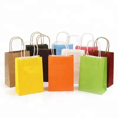 Multi color Kraft Paper bag for shopping and food printed kraft paper bag