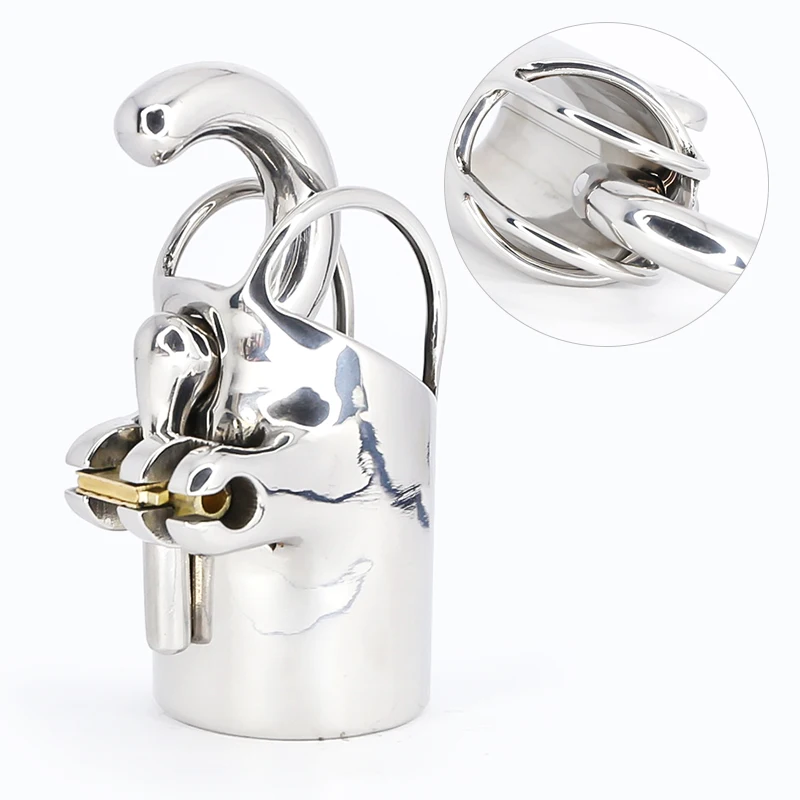 PA Puncture Stainless Steel Cock Cage Male Chastity Device With Stealth Lock Penis Lock Cock Ring Chastity Belt for Adult Sex