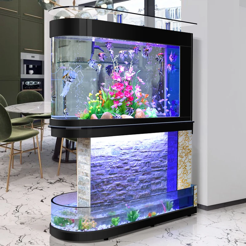 Water Curtain Wall Bullet Fish Tank Artificial Clear Custom Aquarium Fish Tanks