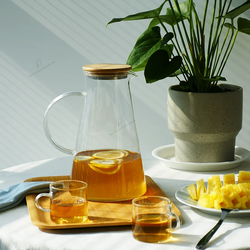 Clear Gallon Glass Water Hot Milk Fitness Jugs Pitcher Sets with Handle Lid and Spout for Water Latest Design Jugs