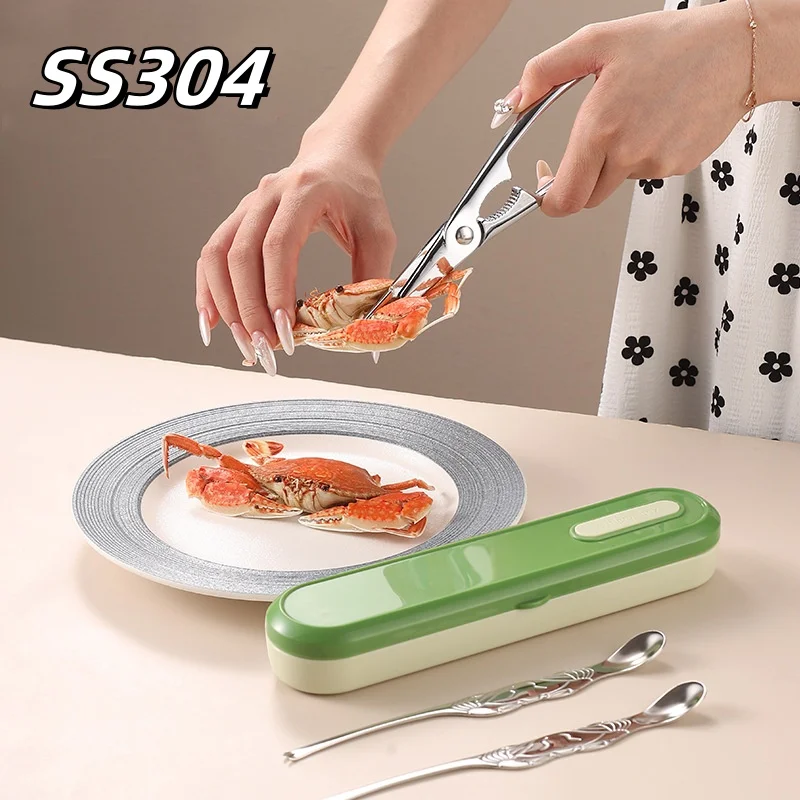 Hot selling Portable Seafood Tool Stainless Steel Crab Peel Seafood Crackers Picks Spoons Shrimp Lobster Clamp Pliers Clip