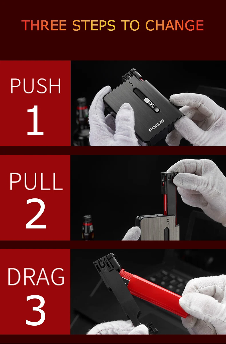 Автоматическая алюминиевая ветрозащитная коробка CC261026A, пластиковая табачная металлическая коробка для сигарет 10 шт., одноразовая зажигалка