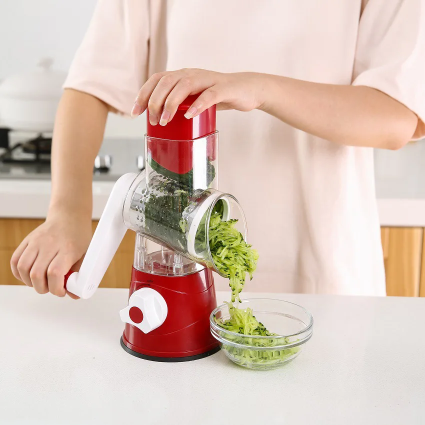 3-in1 Kitchen Spinning Rotating Countertop Vegetable Fruits Slicer Chopper with 3 Stainless Steel blades