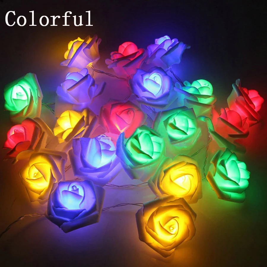 Rose Lamps Decorative Garland Artificial Flower LED Strings  Bright Warm Flower Fairy Light Rose Flower Led String Lights