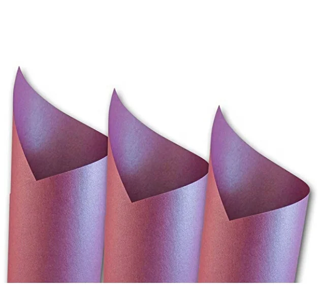 Двухсторонняя Роскошная блестящая кардсток A3 Переливающаяся перламутровая бумага с покрытием фиолетового цвета 120 г/м2