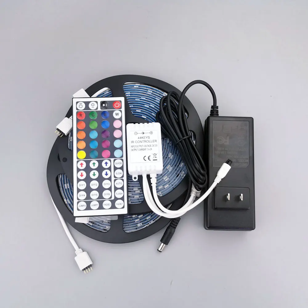 16.4ft RGB 5050 LED Strips with Remote Controller Color Changing Tape Light with Power Supply for Room/Bedroom/TV/Kitchen/Desk