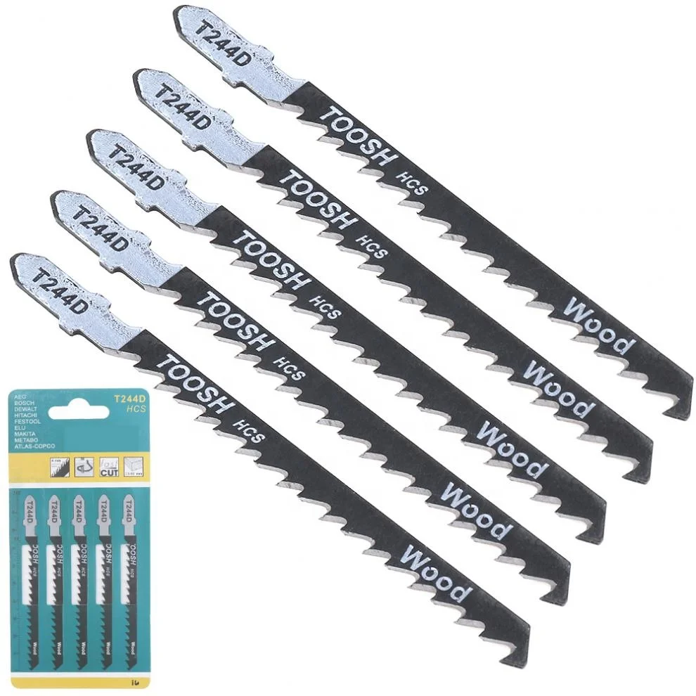 Durable 5pcs/set T244D 100mm High-carbon Steel Reciprocating Saw Blades Straight Cutting Jig Saw for Woodworking / Plastic PVC