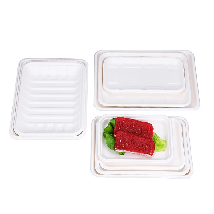 Eco-friendly Rectangle Sugarcane 100% Biodegradable Bagasse Food Tray Disposable