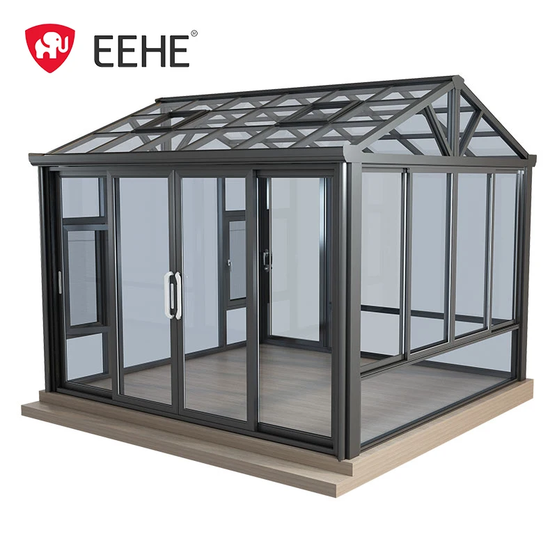 Tilt top outdoor garden sun room with automatic skylight aluminum alloy glass house Sunroom