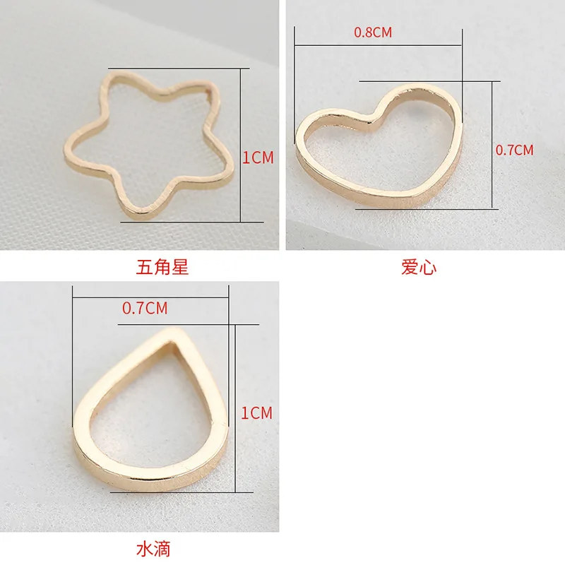 Copper diy jewelry material real gold plated love heart water drop star pendant color preservation golden pendant
