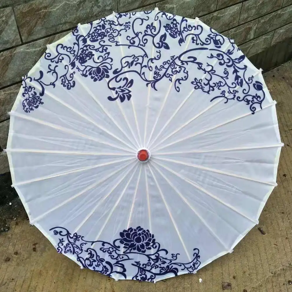 Green umbrella straight bamboo oilpaper parasol wedding favor gift Japanese silk wood umbrella custom Colorful oilpaper umbrella