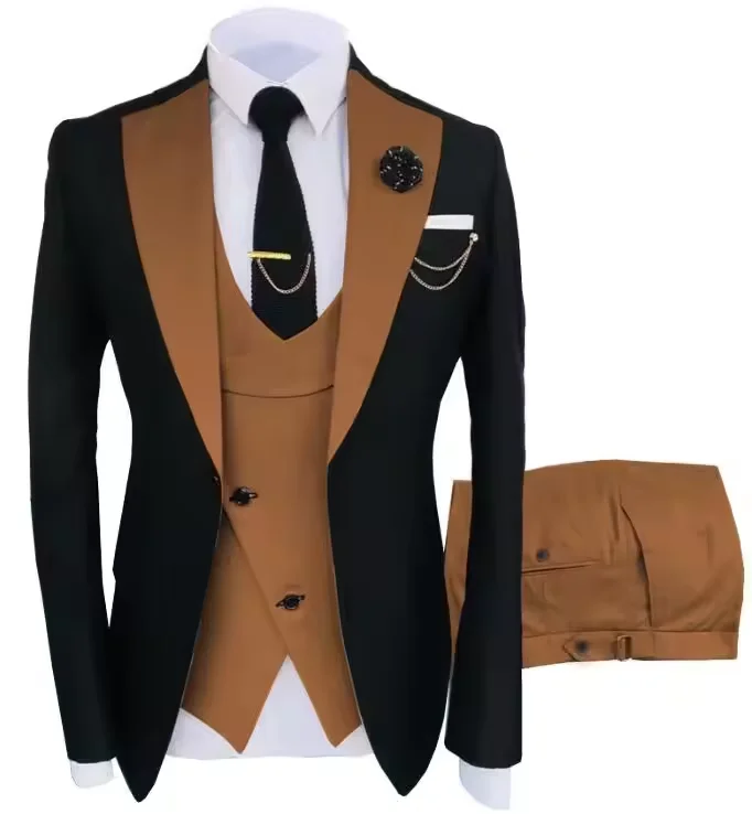 2024 Wholesale Classic Men Suits Slim Fit Groom Tuxudo Wedding Suit Best Man Formal 3 Pieces Set  Blazer+Vest+Pants+Bow Tie