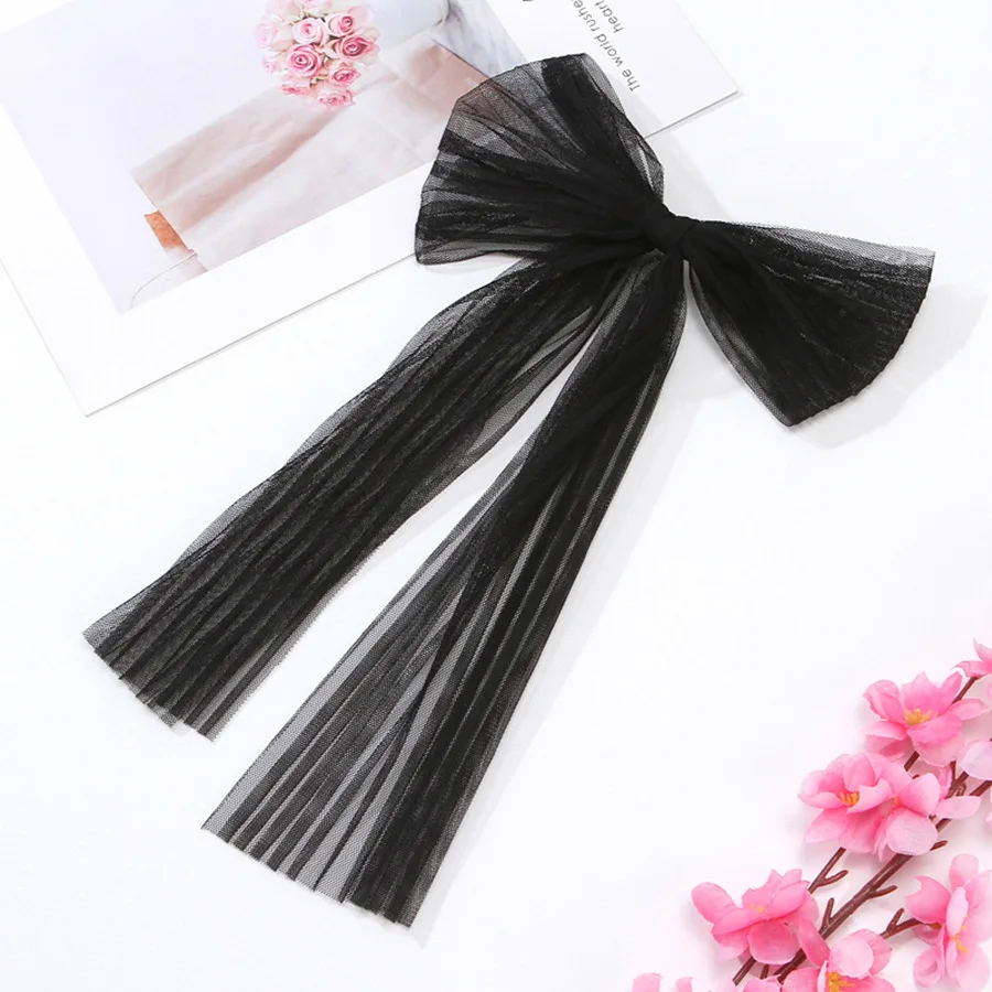 Elegant Large Bow Ribbon Hairpin Chiffon Mesh Big Bowknot Ribbon Hairband Clip Women Lady Girls Hair Clip