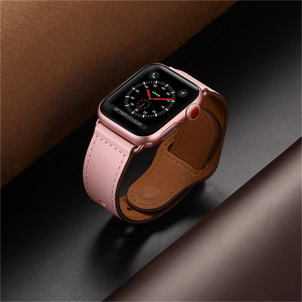  Ремешок из натуральной кожи для Apple Watch Band 42 мм 38 браслет iwatch 44 40 4/3/2/1 аксессуары