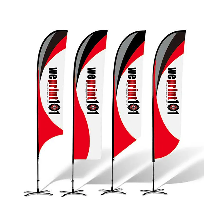 Factory price Custom Advertising Rectangle Knife Teardrop Feather Print Banner The Beach Flag